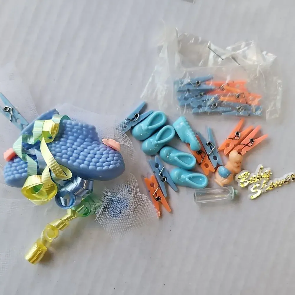 Baby Shower Favors Set - Decorative Pacifiers, Bottles, Shoes, Boy,BlueTheme